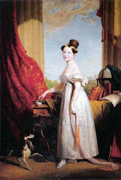 George Hayter Portrait of Princess Victoria of Kent with her spaniel Dash